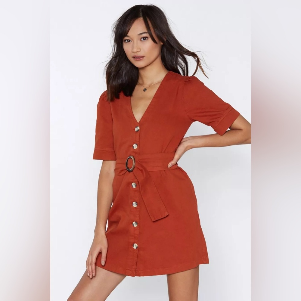 Belt into you Nasty Gal button down dress size 4